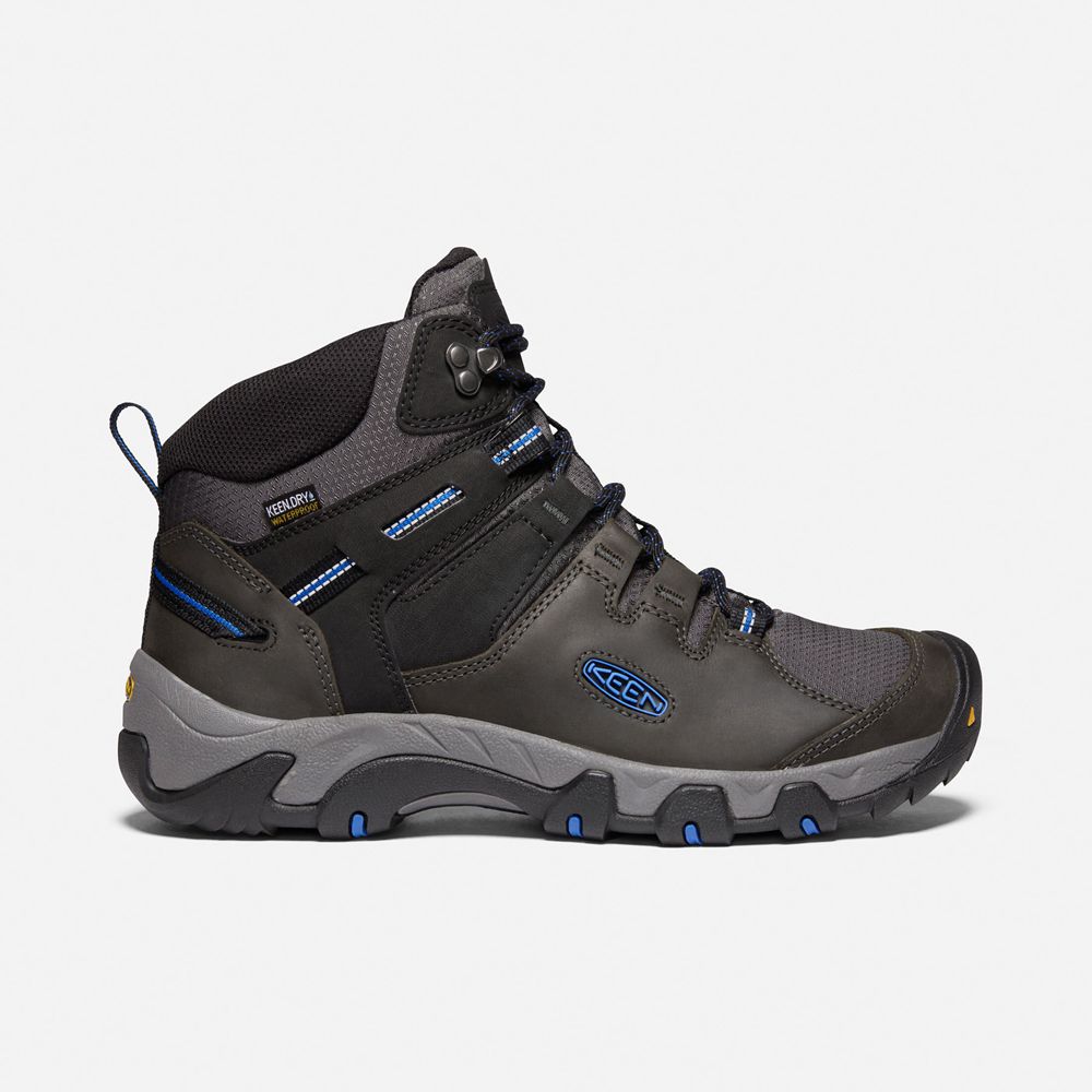 Keen Outdoor Bot Erkek Siyah/Mavi - Steens Deri Waterproof - Türkiye XMQU53974